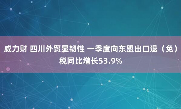 威力财 四川外贸显韧性 一季度向东盟出口退（免）税同比增长53.9%